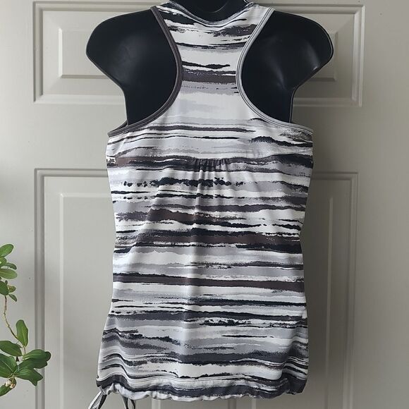 Athleta Racerback Airbrush Tinker Built In Bra Cinch Tie Waist Tank Top Size M - Picture 3 of 8